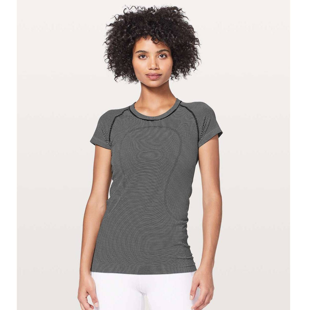 Lululemon Run: Swiftly Tech Short Sleeve Crew Top Black White